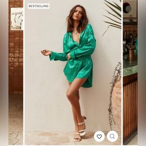 12TH TRIBE AFTER PARTY EMERALD JACQUARD DRESS